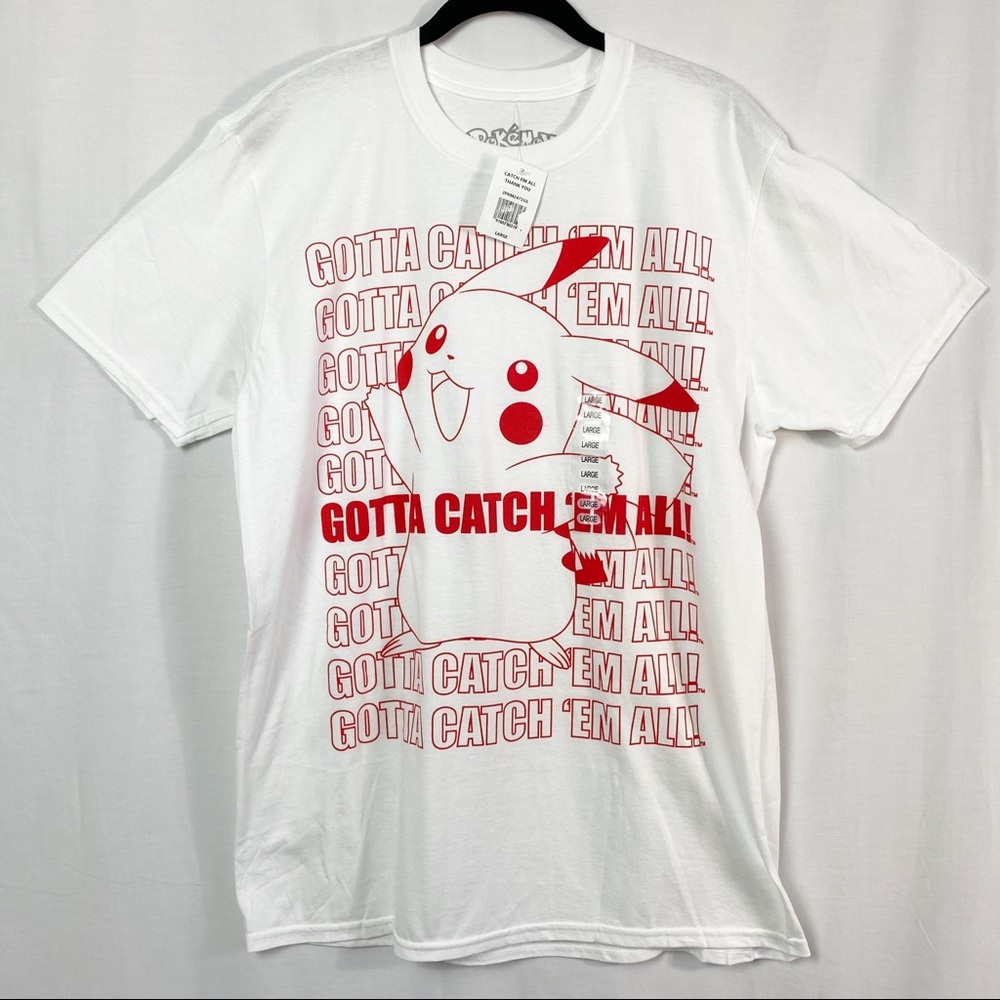 Pokémon Pikachu Gotta Catch ‘Em All White Tee NEW NWT Lg